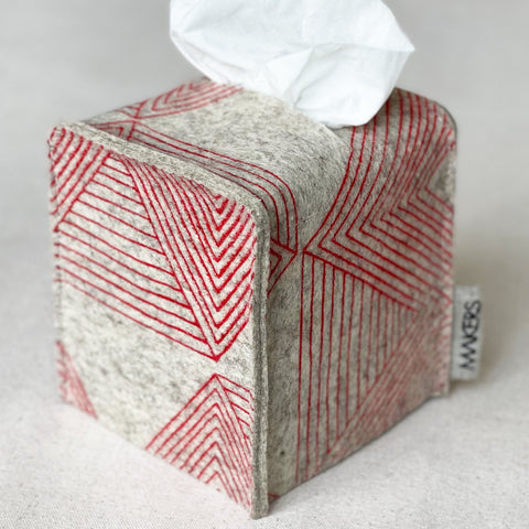 Red Zig Zag Tissue Box Cover