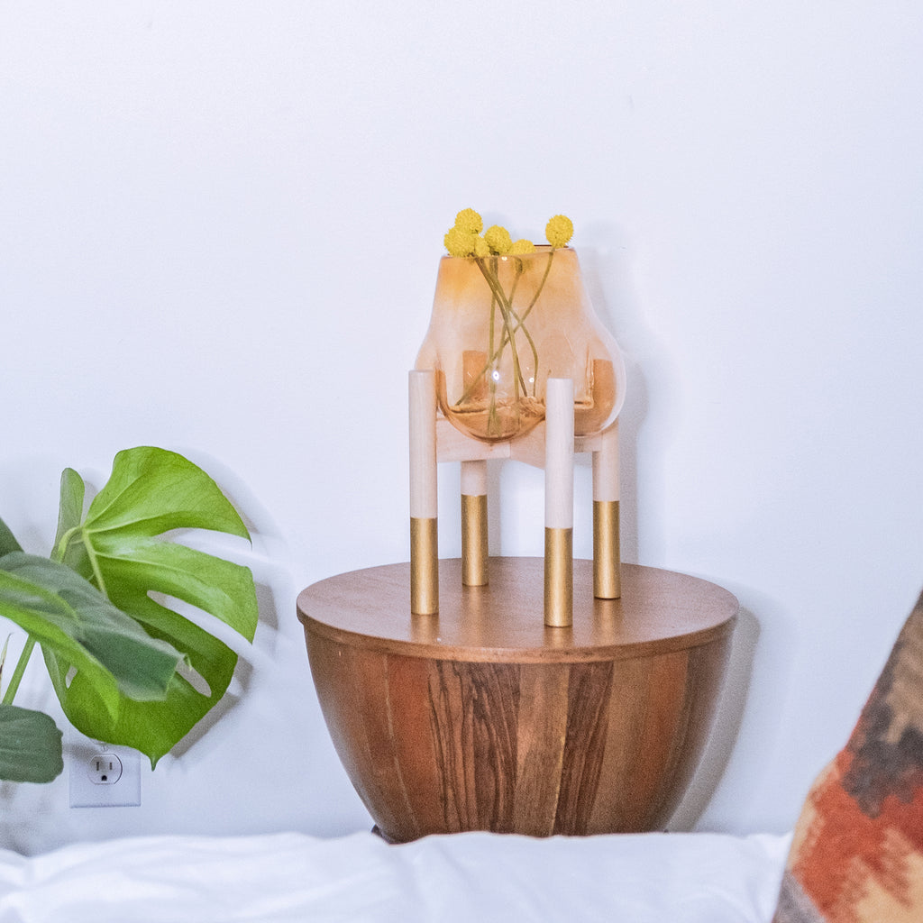 terrarium plant stand Shop Handcrafted Glass Terrarium and Gold Plant Stand
