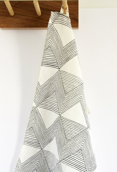 Zig Zag Charcoal on Ivory Tea Towel