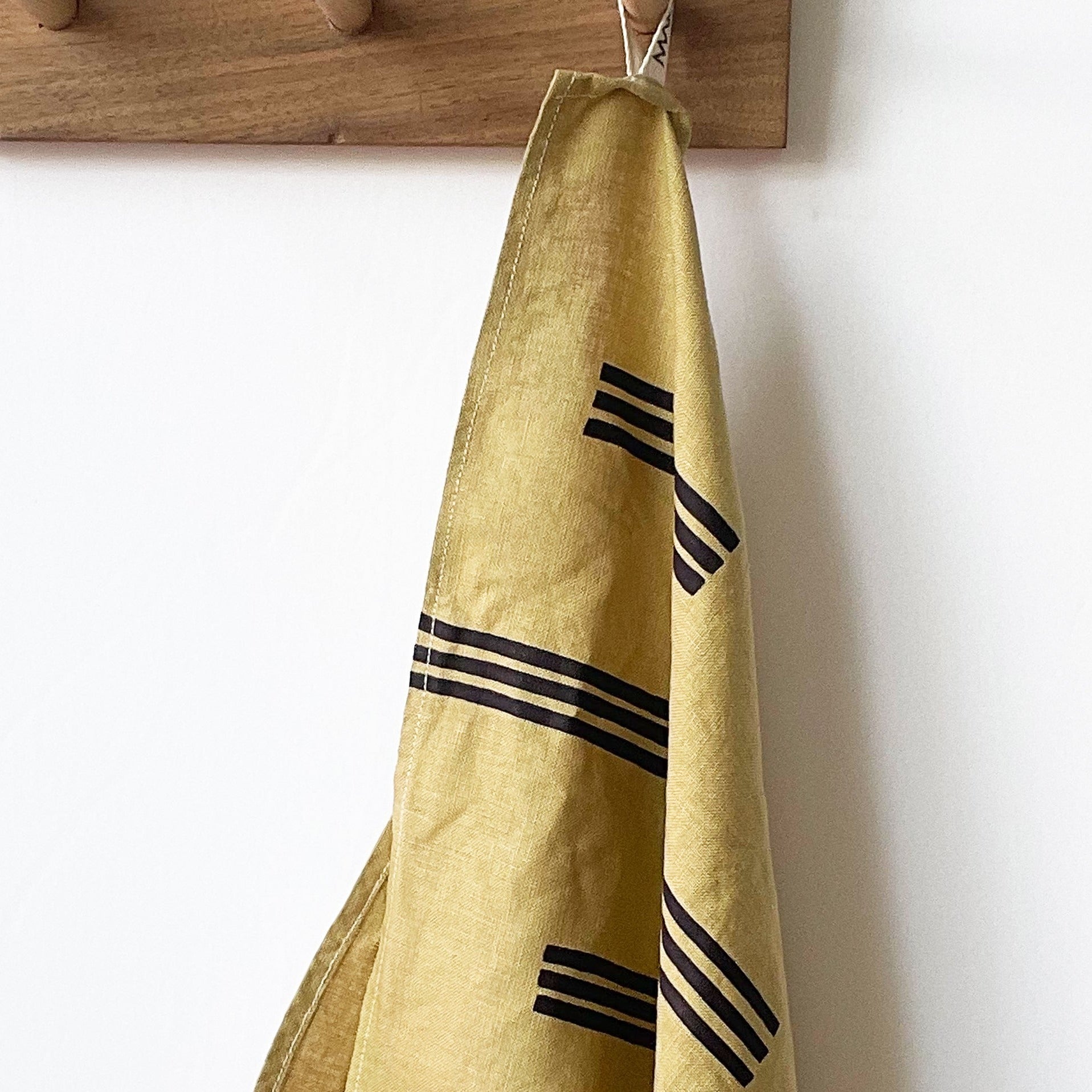 Navy Lines Citron Tea Towel