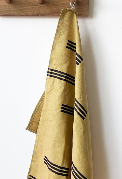 Navy Lines Citron Tea Towel