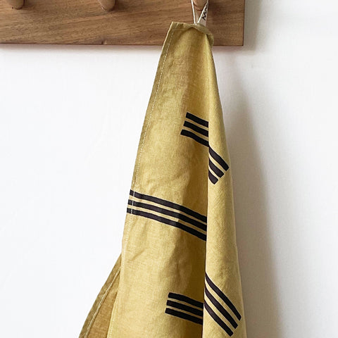 Navy Lines Citron Tea Towel