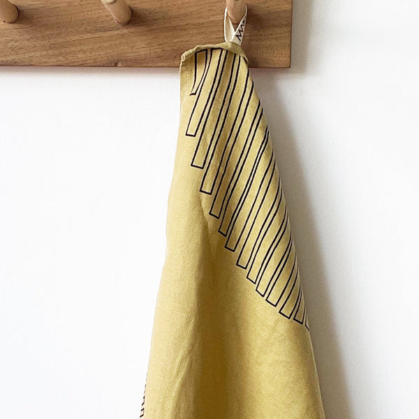 Navy Off Kilter Citron Tea Towel