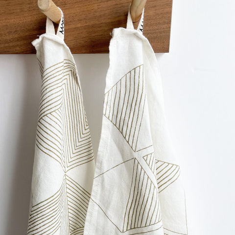 Metallic Gold Zig Zag Diamond Tea Towel, Set of 2
