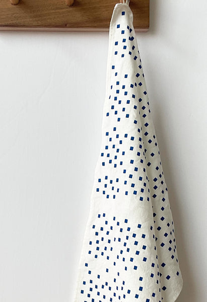 Snippets Blau on Ivory Tea Towel