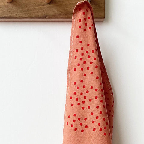 Red Snippets Punch Tea Towel