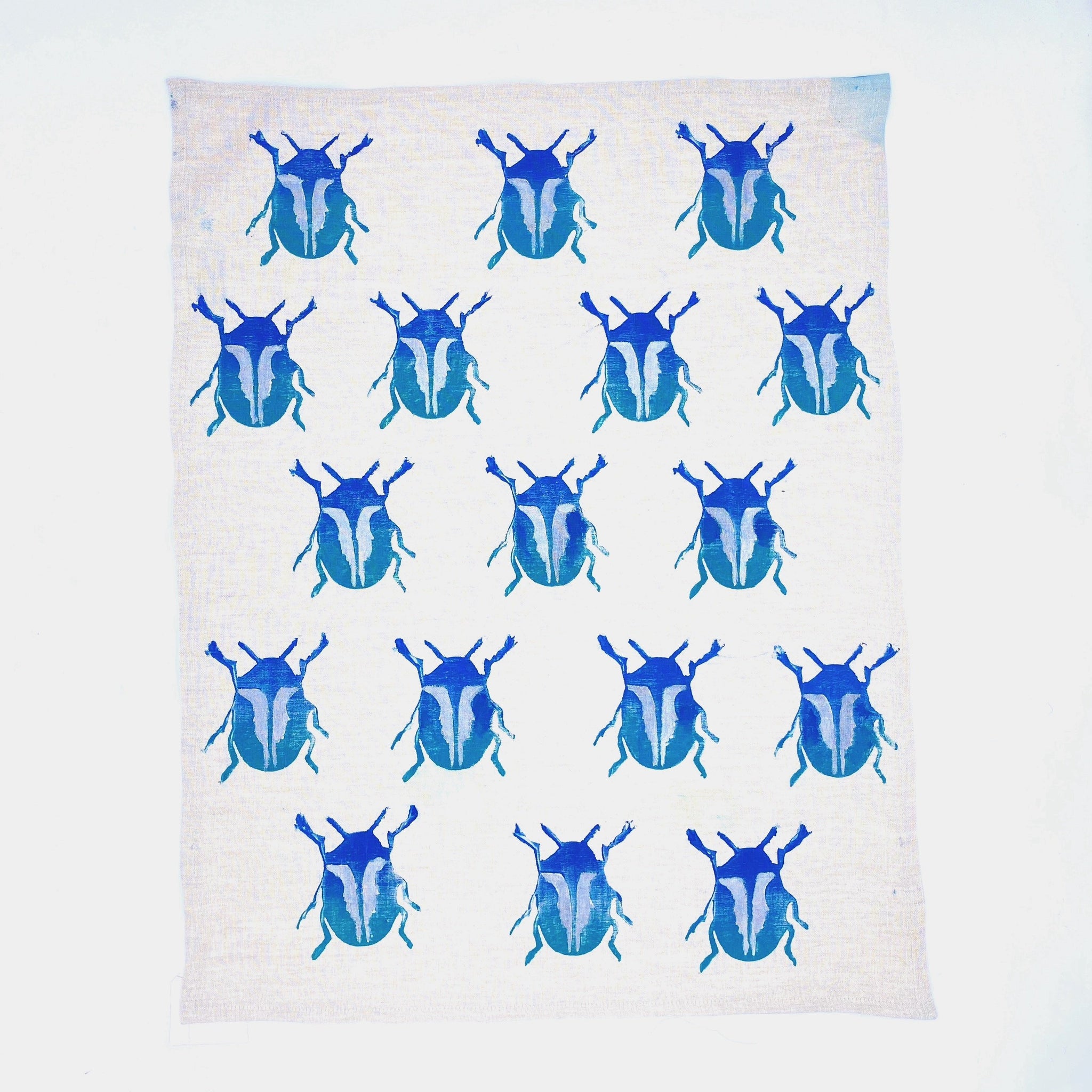  Scarabs in Indigo Skies Linen Tea Towels