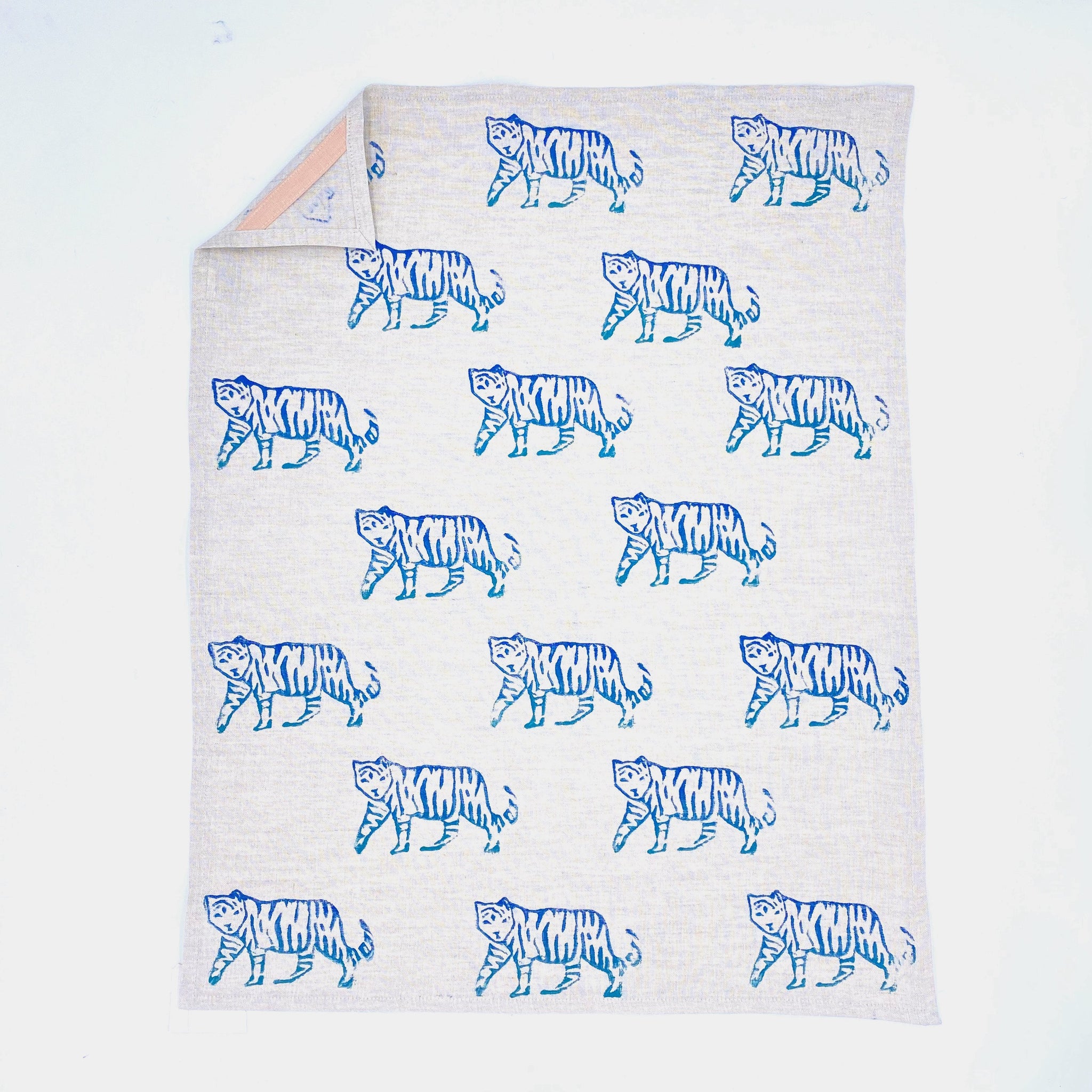  Tigers in Indigo Skies Linen Tea Towels