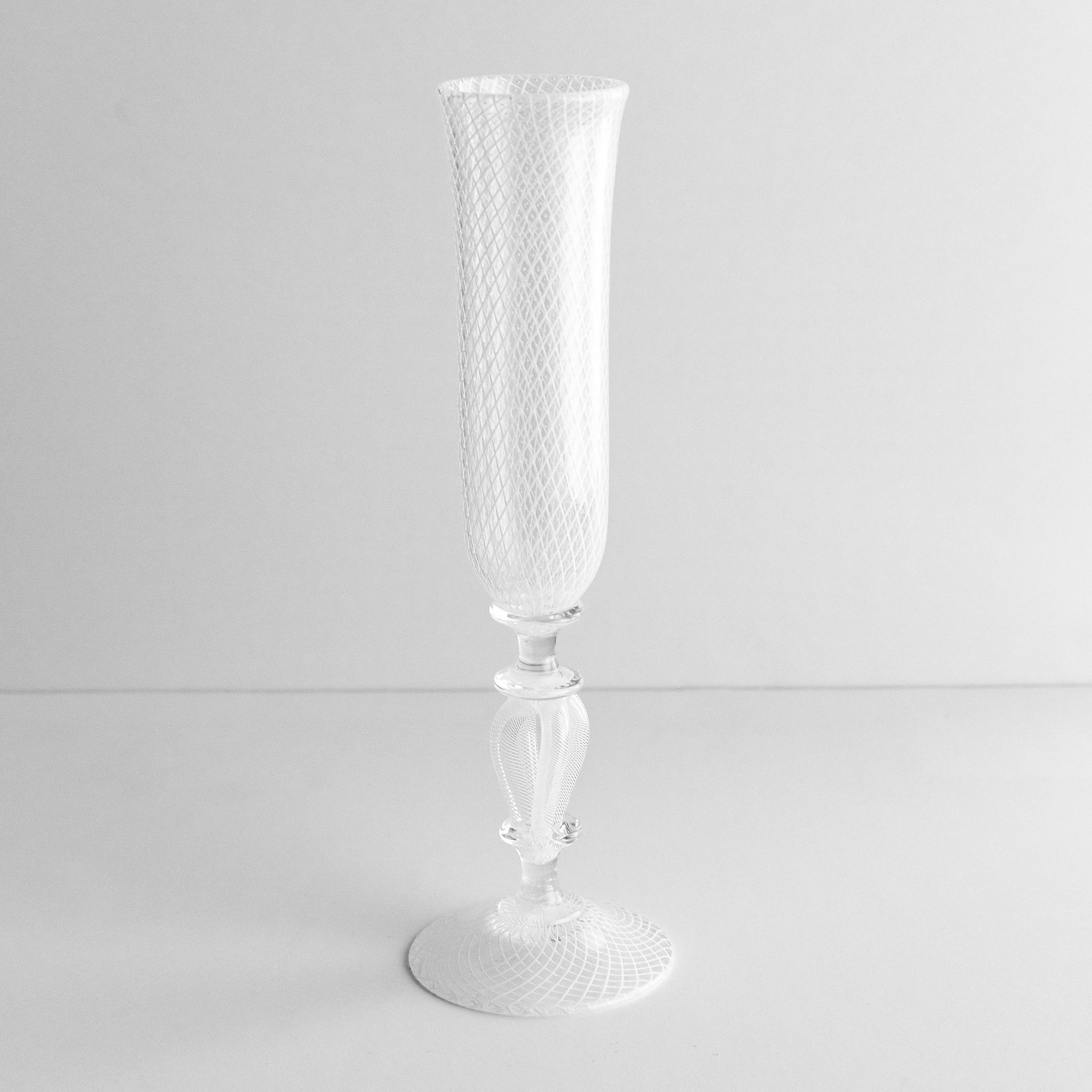Reticello Cane Bridal Champagne Flutes, Set of 2