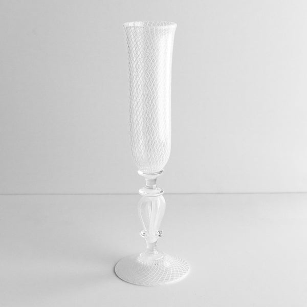 Reticello Cane Bridal Champagne Flutes, Set of 2