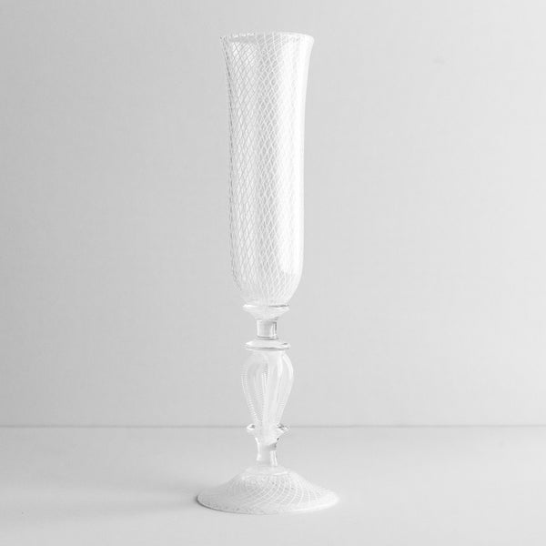 Reticello Cane Bridal Champagne Flutes, Set of 2