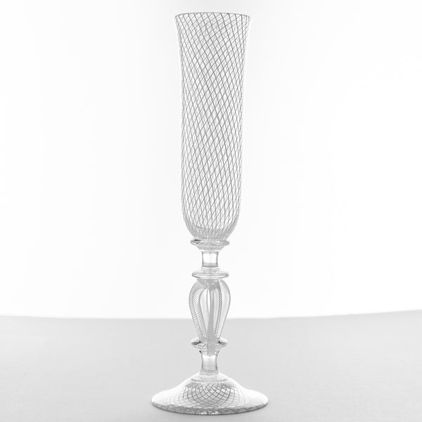 Reticello Cane Bridal Champagne Flutes, Set of 2