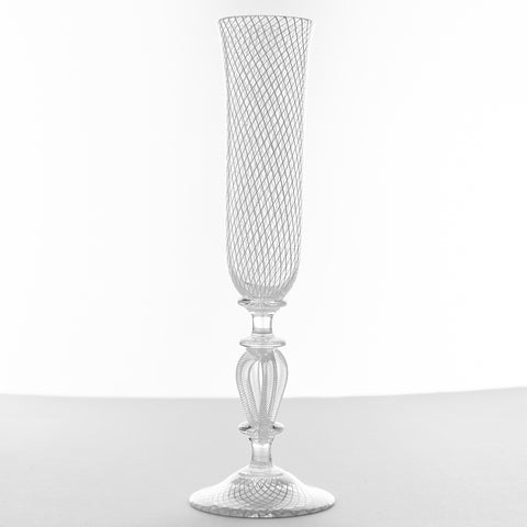 Reticello Cane Bridal Champagne Flutes, Set of 2