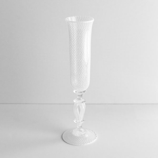 Reticello Cane Bridal Champagne Flutes, Set of 2