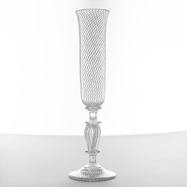 Reticello Cane Bridal Champagne Flutes, Set of 2