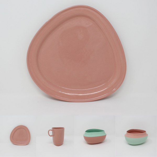Pink Top Curve Place Setting, 4-piece
