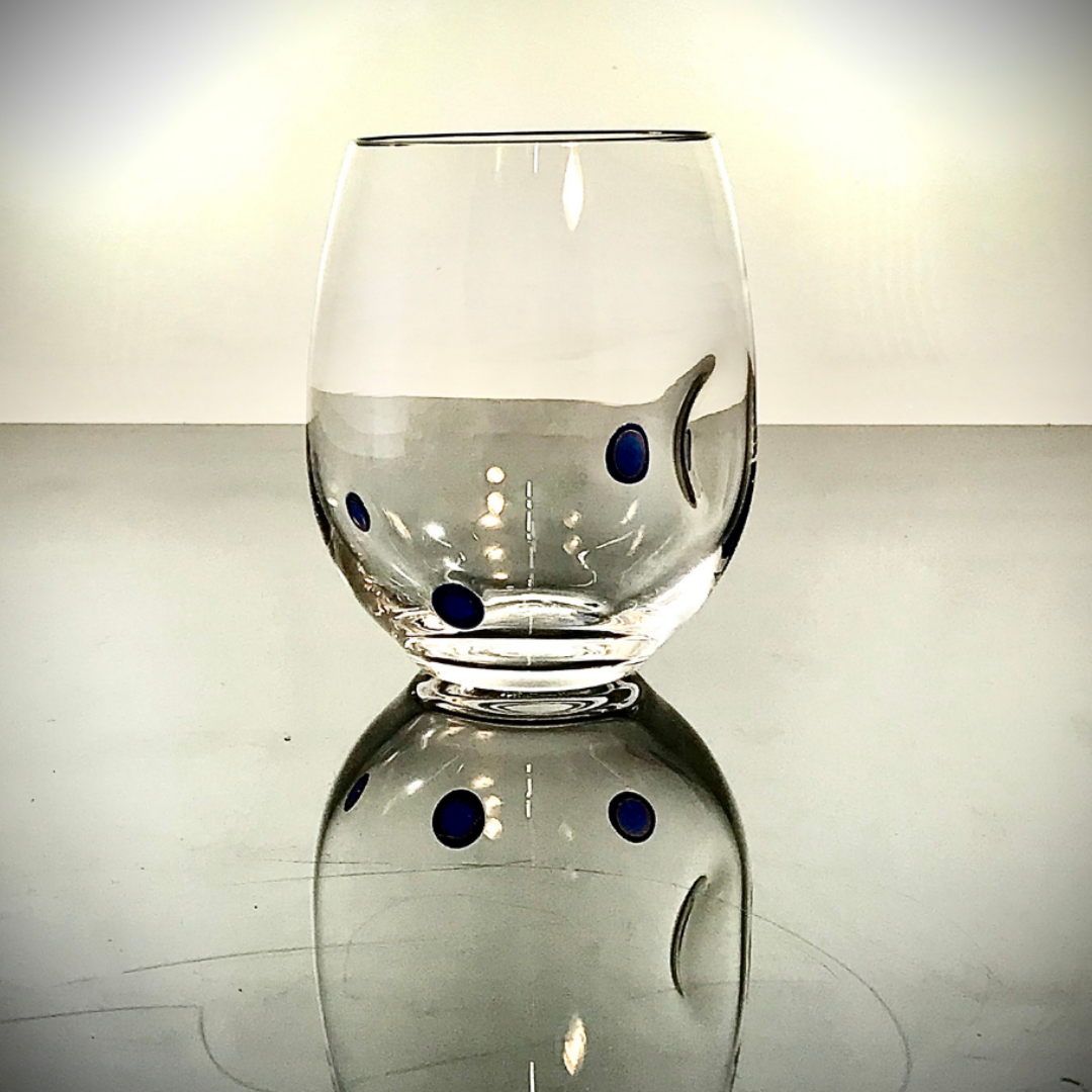 Thumb Notch Blue Stemless Glass