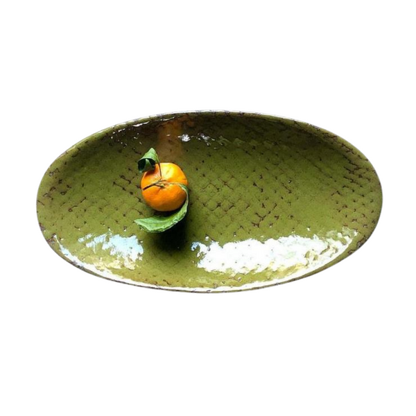 Moss Green Large Oval Serving Bowl