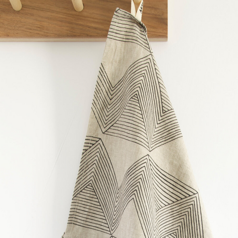 Charcoal Zig Zag Stone Tea Towel