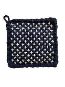 Cross Dark Navy Sashiko Potholder