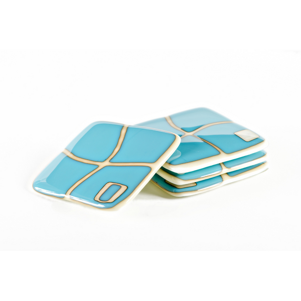 Turquoise Mod Squad Coasters, Set of 4
