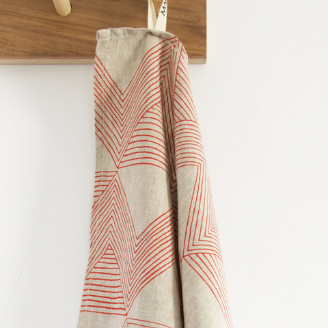 Red Zig Zag Stone Tea Towel