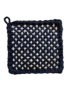 Cross Dark Navy Sashiko Potholder