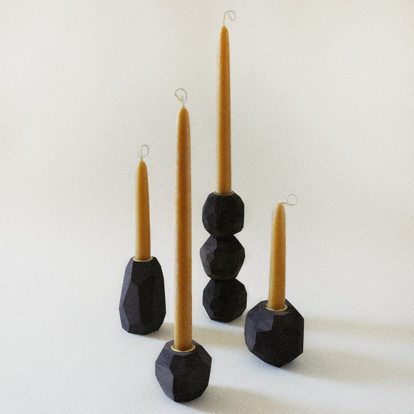 Ugo Midnight Black Candlestick Holder, Tall