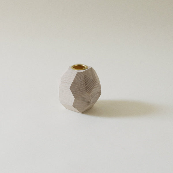 Ugo Alabaster White Candlestick Holder, Large Round