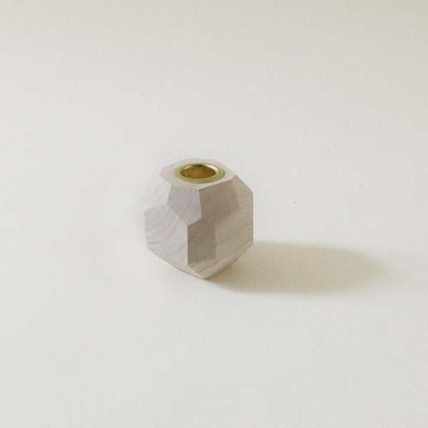 Ugo Alabaster White Candlestick Holder, Small Round