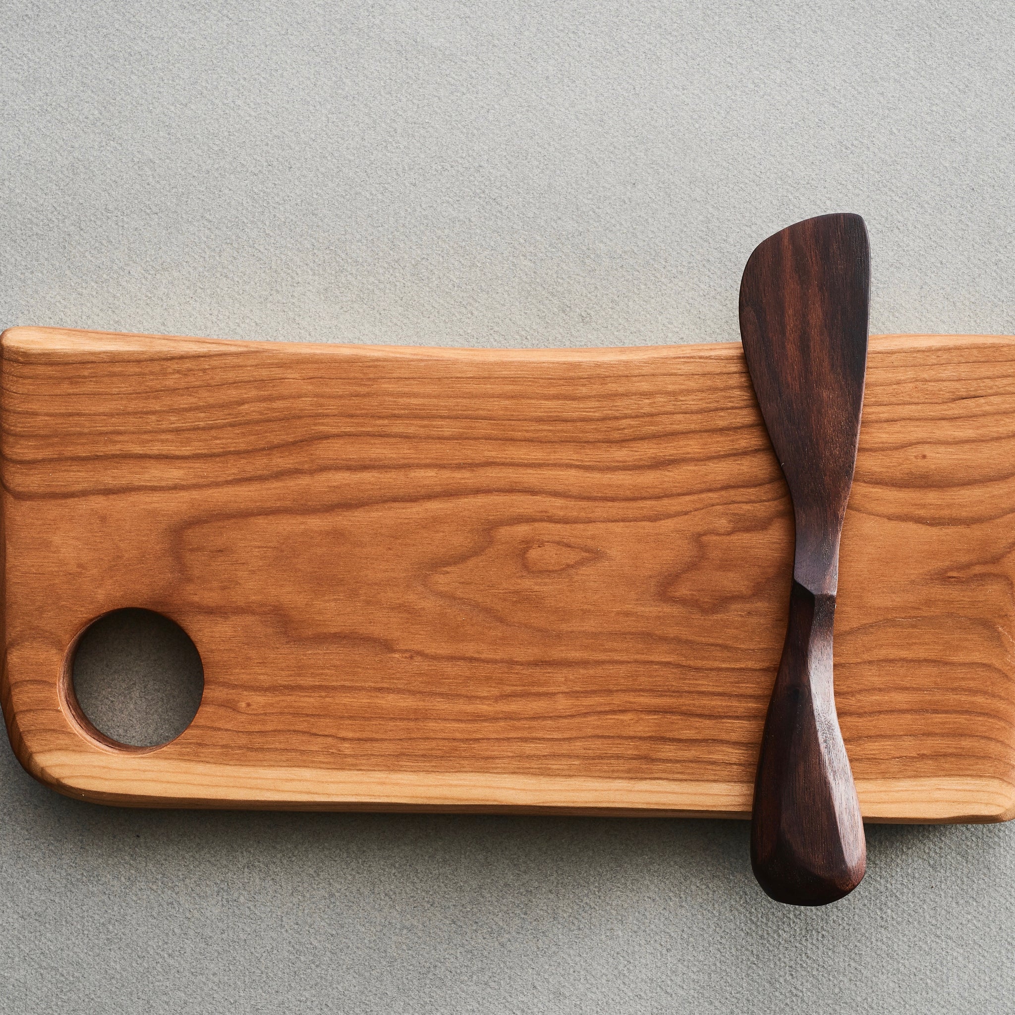 Cherry Serving Board with Walnut Spreader