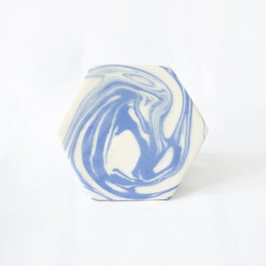 Saori M Hexagon Blue Stoneware Coaster, Set of 3