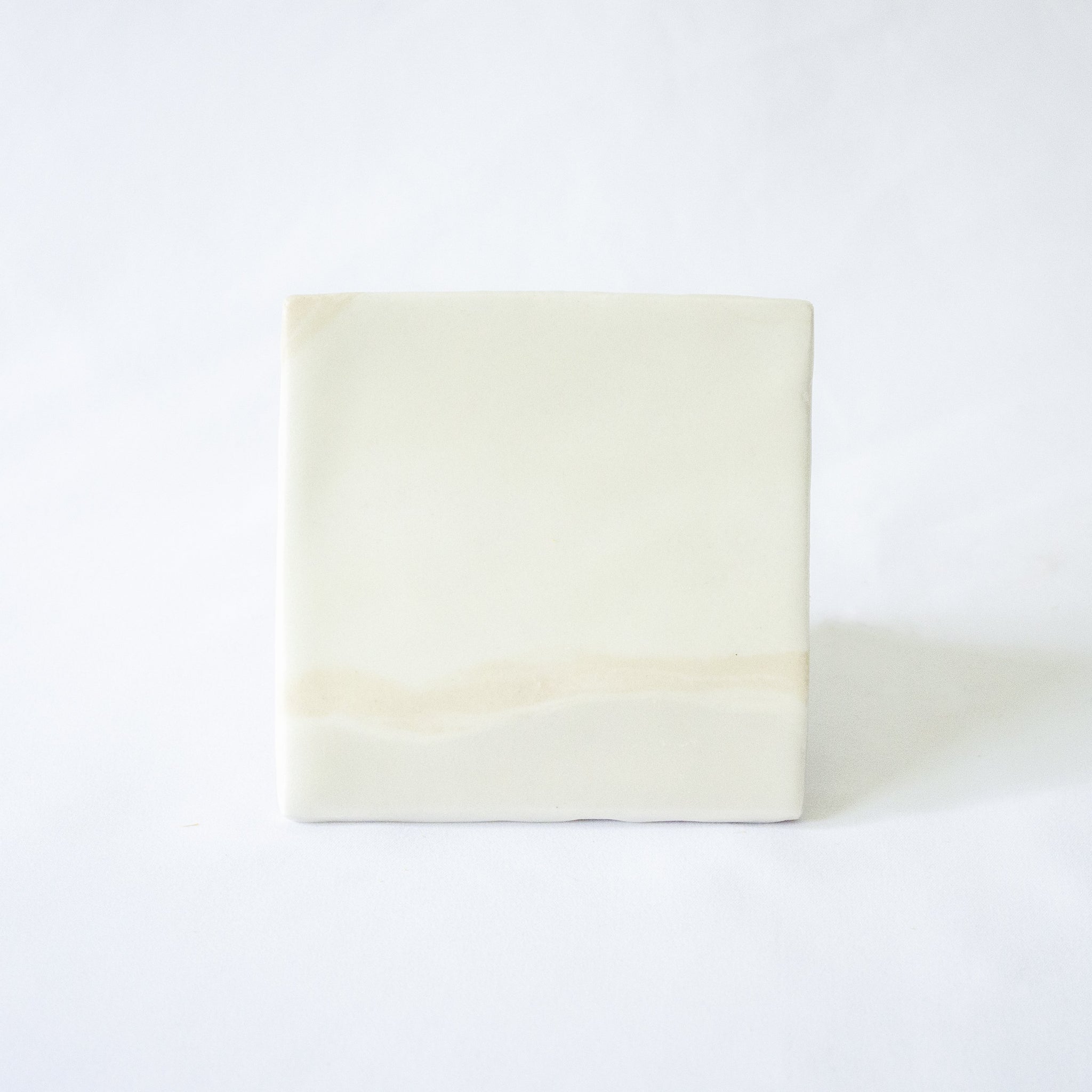 Saori M Square Cream Stoneware Coaster, Set of 3
