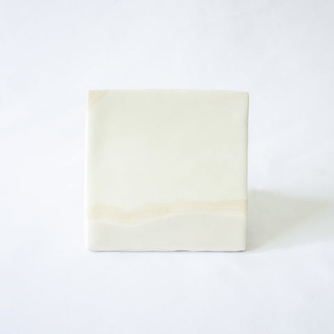 Saori M Square Cream Stoneware Coaster, Set of 3