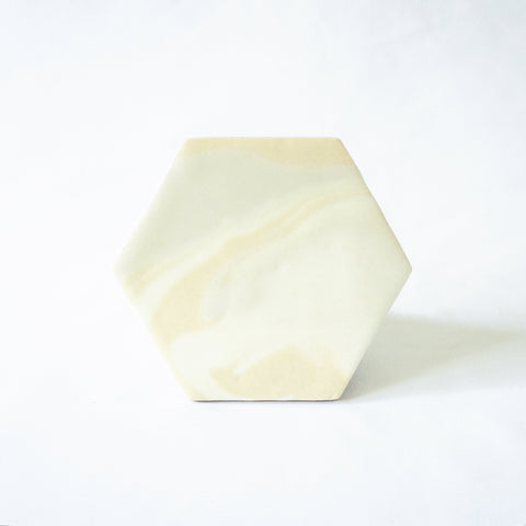 Saori M Hexagon Cream Stoneware Coaster, Set of 3