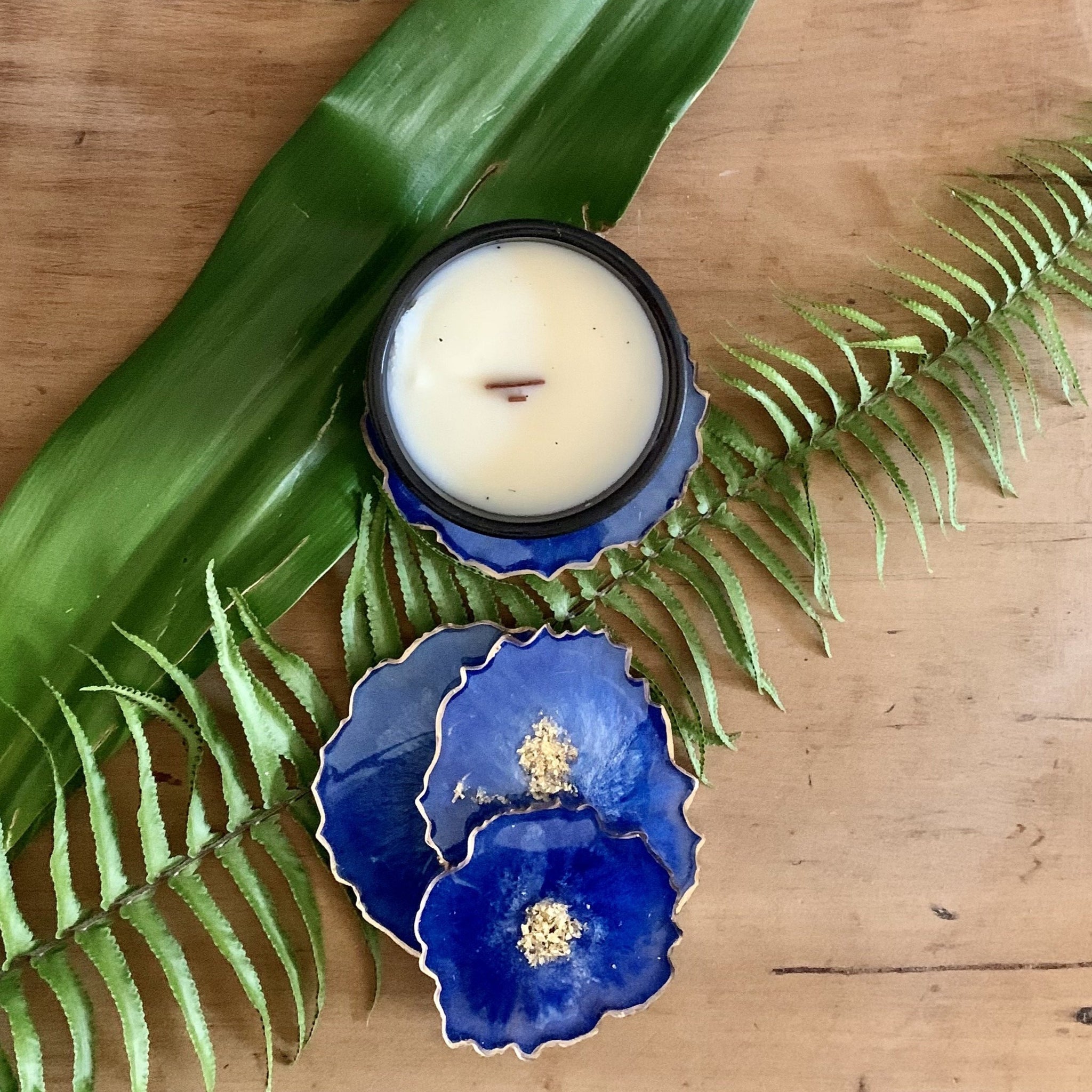 Geode Resin Cobalt Coaster, Set of 4