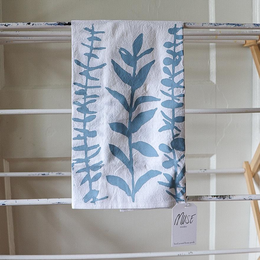 Dusty Blue Eucalyptus Flour Sack Towel