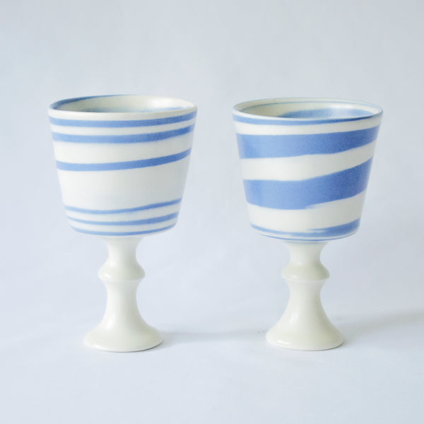 Saori M Blue + White Goblet, Set of 2