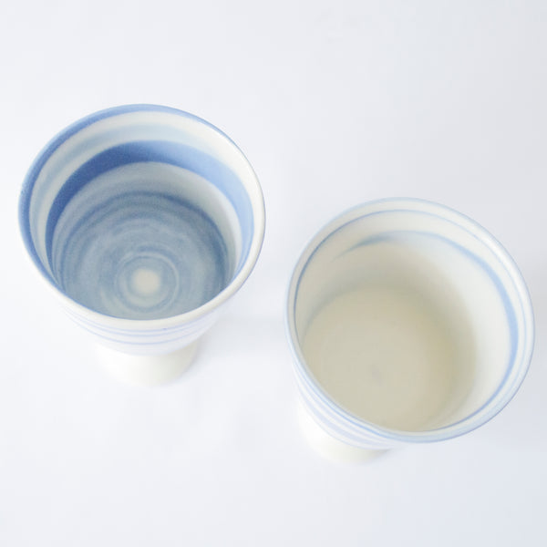 Saori M Blue + White Goblet, Set of 2