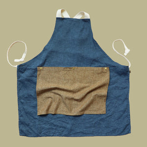 The Rowan Apron Indigo with Nutmeg Flounce