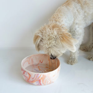 Marbled California Terra Cotta Sunset Dog Bowl