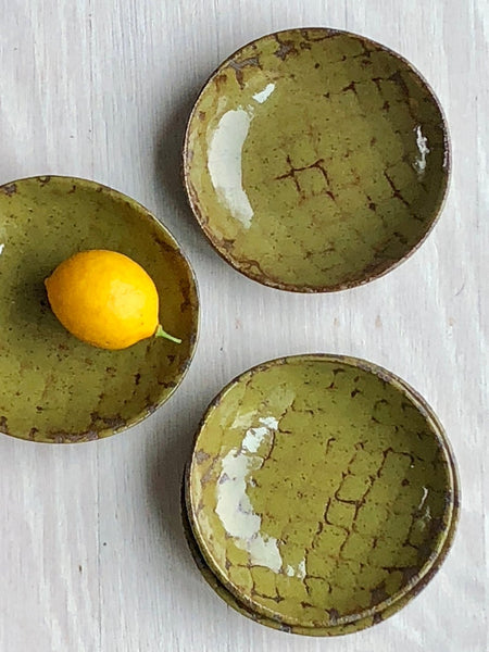 Moss Green Dessert Bowl, Set of 3