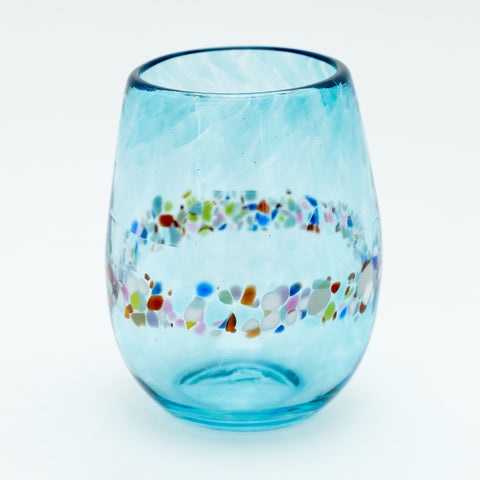 Aqua Blue Stemless Wine Glasses, Set of 2