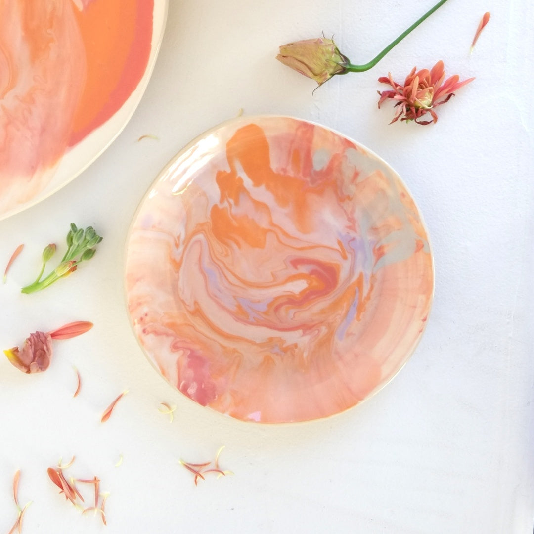 Marbled California Terra Cotta Sunset Salad Plate