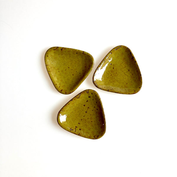 Moss Green Triangular Appetizer Plate, Set of 3